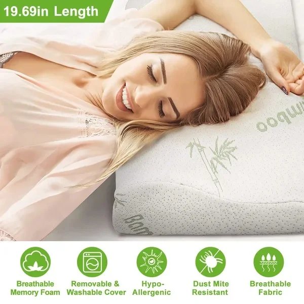 Premium Bamboo Memory Foam Pillow with Cervical Support